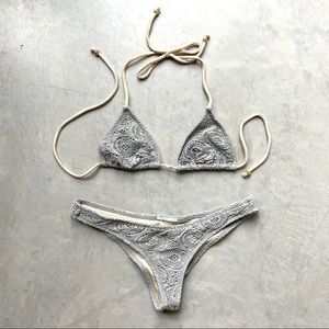 Eberjey Crochet Grey Bikini Small